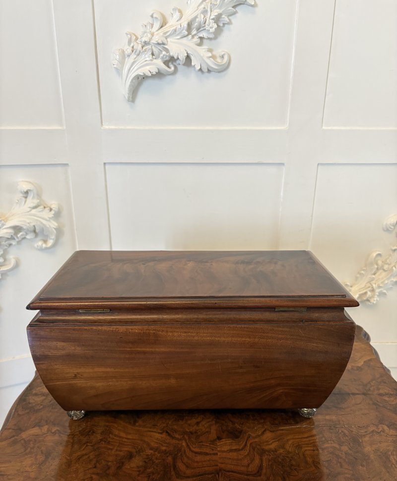 Antique Quality Regency Figured Mahogany Tea Caddy - Image 12
